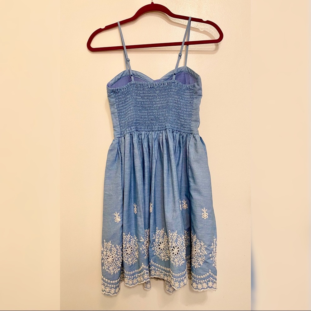 Rush Blue Casual Spaghetti Strap Dress Padded Cups Sz Small with Pockets - Picture 3 of 10